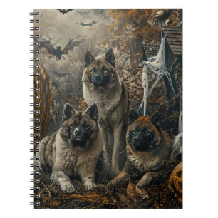 Akita Halloween Night Doggy Delight  Notebook