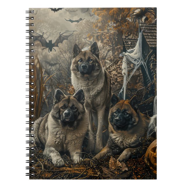Akita Halloween Night Doggy Delight  Notebook (Front)