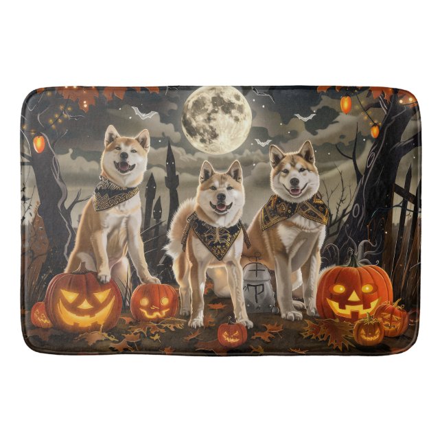 Akita Halloween Spooky Bath Mat (Front)