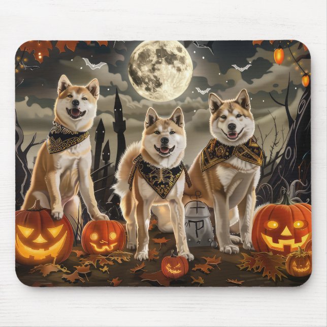 Akita Halloween Spooky Mouse Mat (Front)