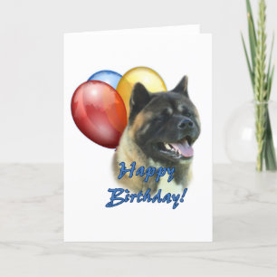 Akita Happy Birthday Balloons Card