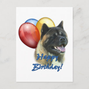 Akita Happy Birthday Balloons Postcard