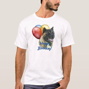 Akita Happy Birthday Balloons T-Shirt