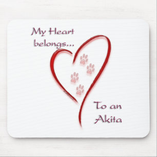 Akita Heart Belongs Mouse Mat