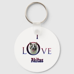 Akita I Love Key Ring