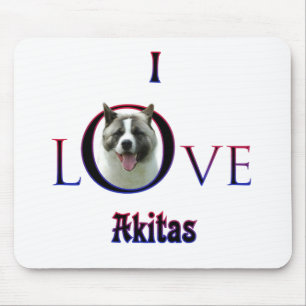 Akita I Love Mouse Mat