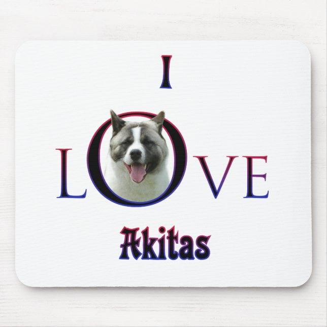 Akita I Love Mouse Mat (Front)