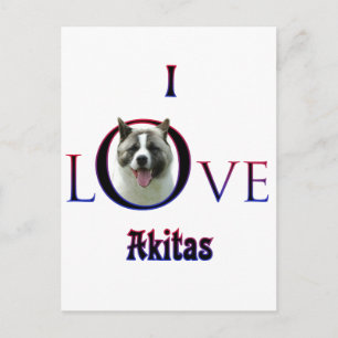 Akita I Love Postcard