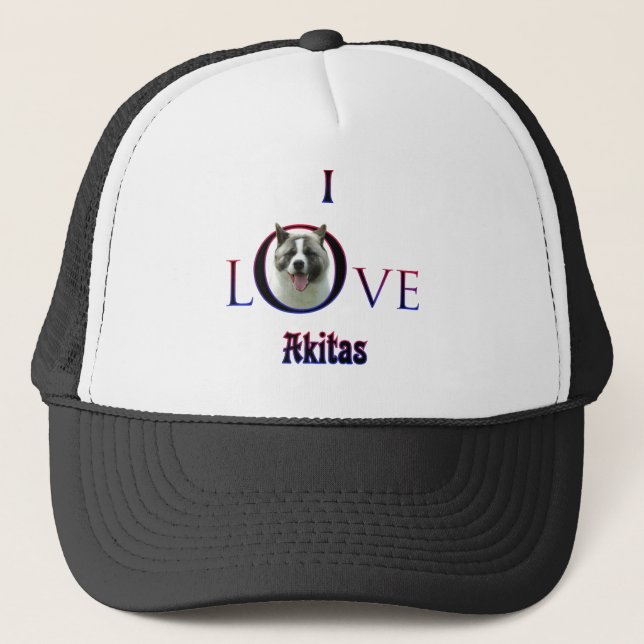 Akita I Love Trucker Hat (Front)