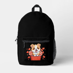 Akita In Hearts Basket Printed Backpack