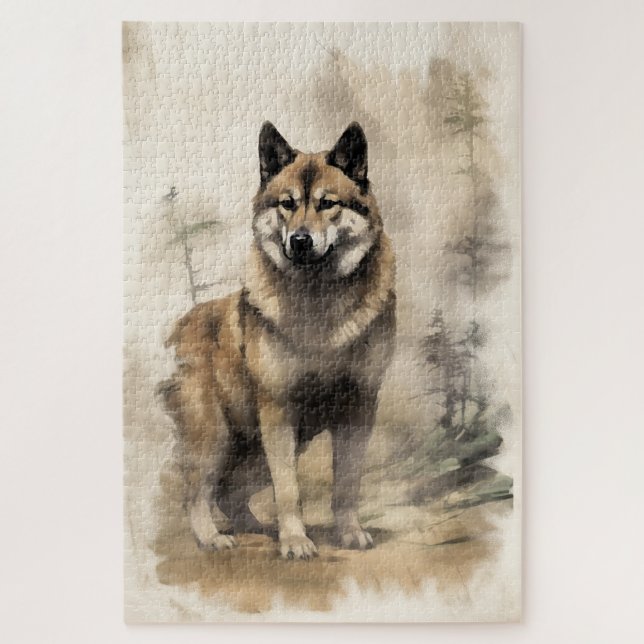 Akita ink painting 1014 pieces puzzle (Vertical)