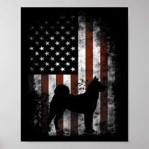 Akita Inu American Flag Patriotic 4th Of July  Poster