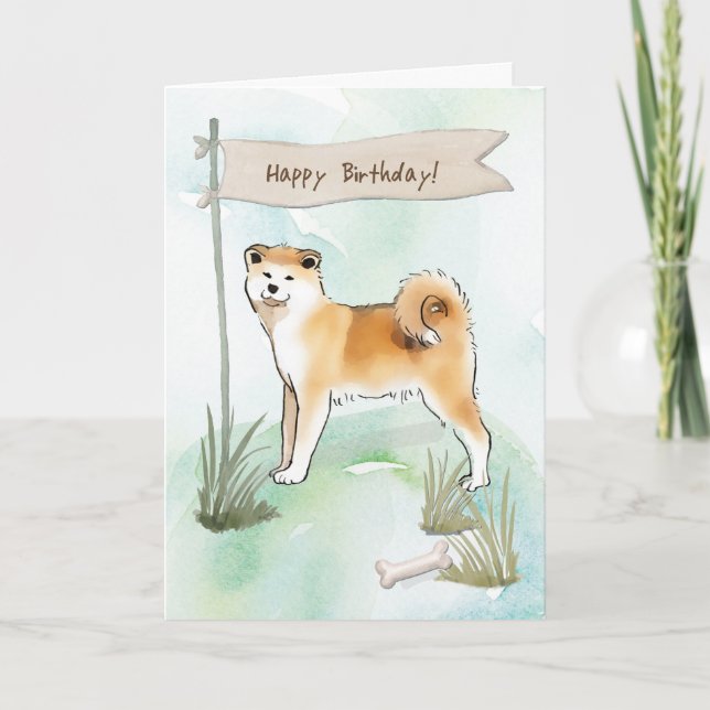 Akita Inu Breed Dog Under Birthday Sign Card (Front)