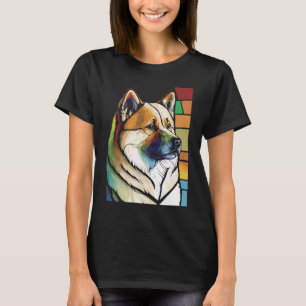 Akita Inu Colorful Stained Glass Pop T-Shirt