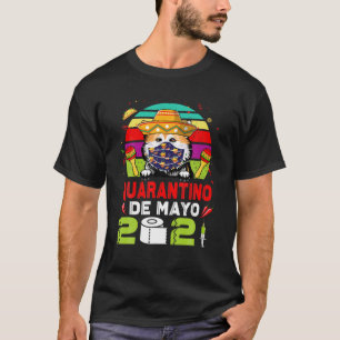 Akita Inu Dog Face Mask Quarantino Funny Cinco De T-Shirt