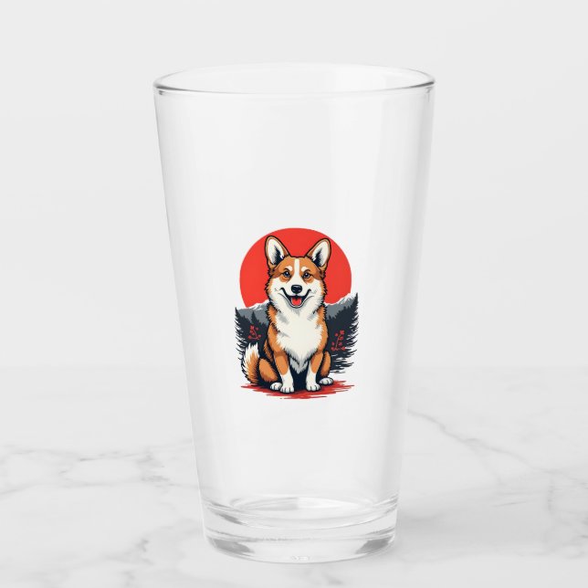 Akita Inu Dog Glass (Front)