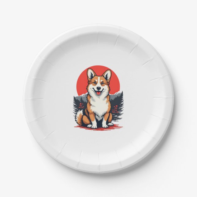 Akita Inu Dog Paper Plate (Front)