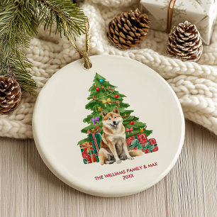 Akita Inu Dog Personalised Christmas Ceramic Tree Decoration