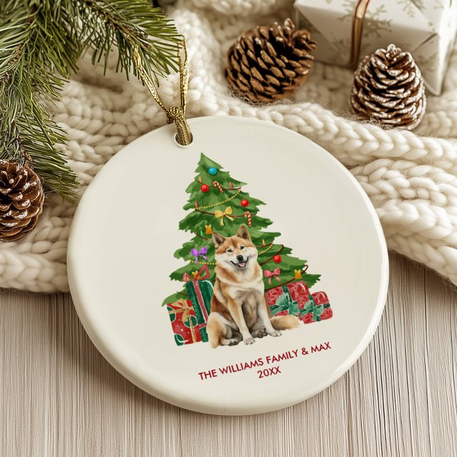 Akita Inu Dog Personalised Christmas Ceramic Tree Decoration (Creator Uploaded)