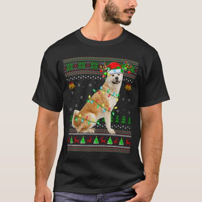Akita Inu Dog Ugly Christmas Sweaters Holiday Sant (Front)