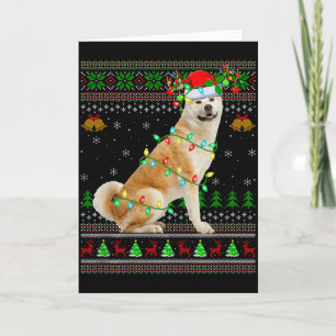 Akita Inu Dog Ugly Christmas Sweaters Holiday Sant Card