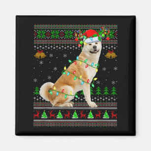 Akita Inu Dog Ugly Christmas Sweaters Holiday Sant Magnet