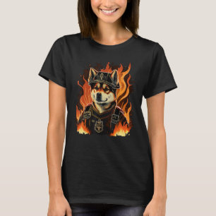 Akita Inu Fireman on Firefighter Akita Inu T-Shirt