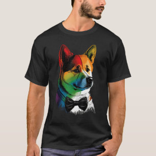 Akita Inu Gay Pride Dog LGBT Rainbow Flag on Akita T-Shirt