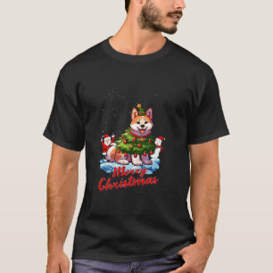 Akita Inu Merry Christmas Tree Lights Dog X Mas Do T-Shirt