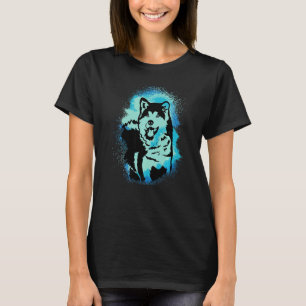 Akita Inu Paint Blue Design Dog Mom Dad Premium T-Shirt