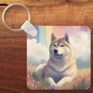 Akita Inu Rainbow Bridge Memorial Custom Key Ring