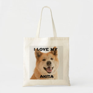 Akita_Inu red love w pic Tote Bag
