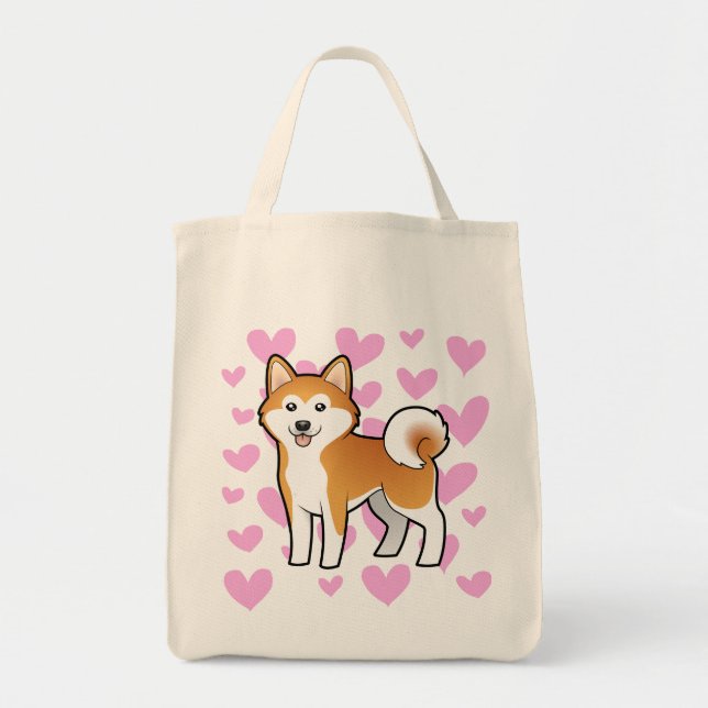 Akita Inu / Shiba Inu Love Tote Bag (Front)