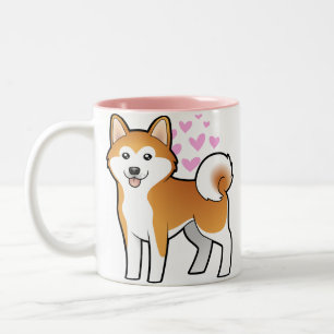 Akita Inu / Shiba Inu Love Two-Tone Coffee Mug