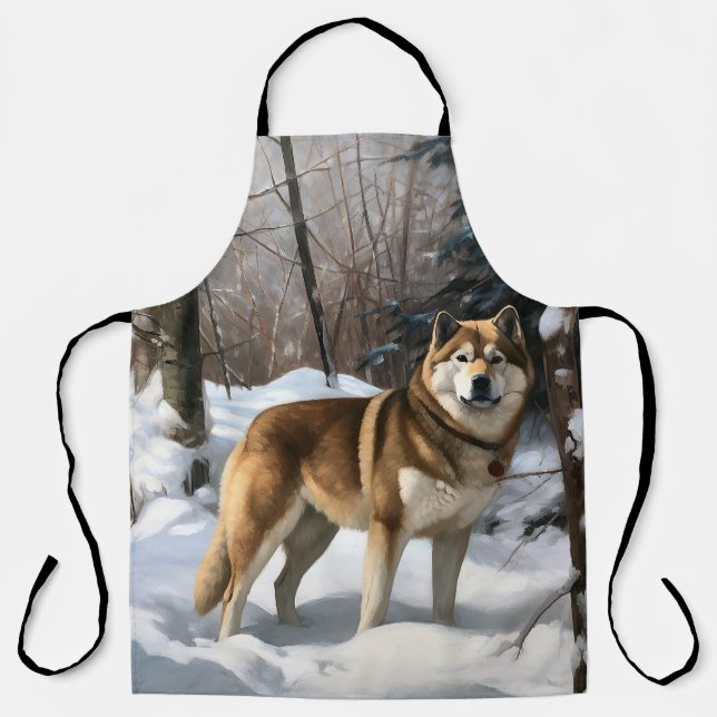 Akita Let It Snow Christmas  Apron (Front)