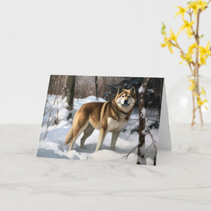 Akita Let It Snow Christmas  Card