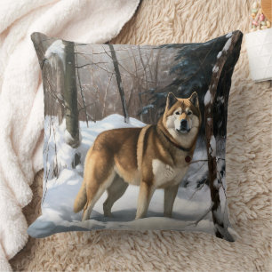 Akita Let It Snow Christmas  Cushion