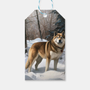 Akita Let It Snow Christmas Gift Tags
