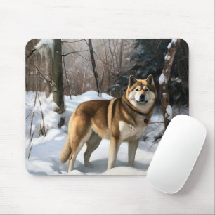 Akita Let It Snow Christmas Mouse Mat