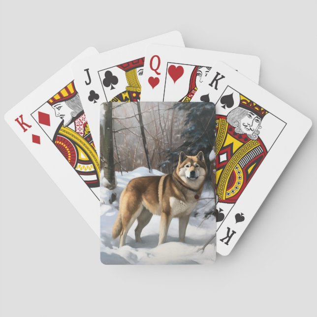 Akita Let It Snow Christmas  Playing Cards (Back)