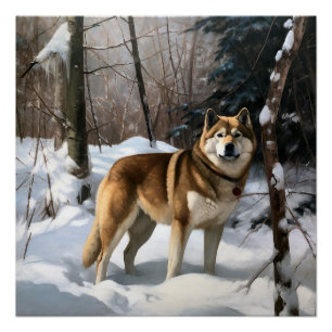 Akita Let It Snow Christmas  Poster