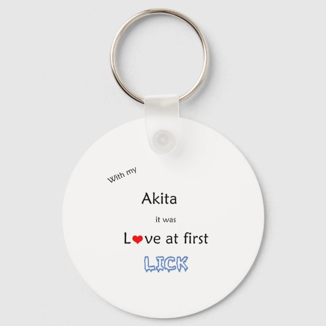 Akita Lick Design Key Ring (Front)