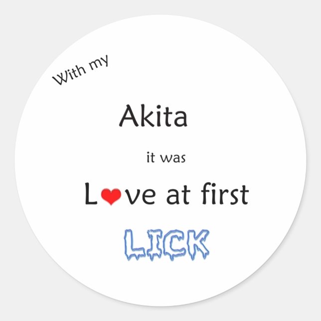 Akita Love at First Lick Sticker (Front)