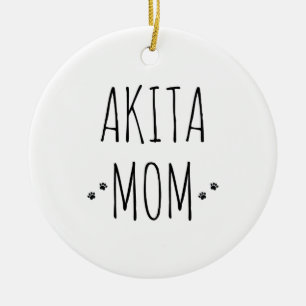 Akita Mom Ceramic Tree Decoration