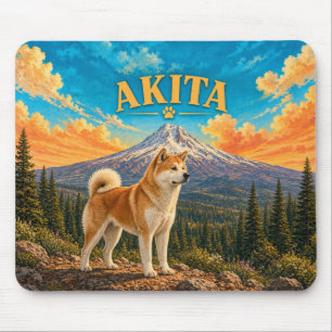 Akita, Mount Hood Vintage Watercolor Mouse Mat