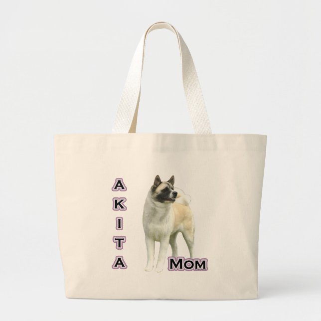 Akita Mum 4 Large Tote Bag (Front)