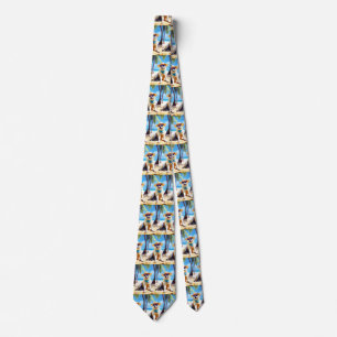 Akita on Beach, summer gift for dog lovers Gift Ta Tie