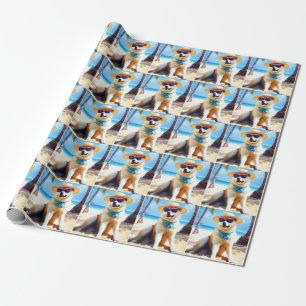 Akita on Beach, summer gift for dog lovers Gift Ta Wrapping Paper
