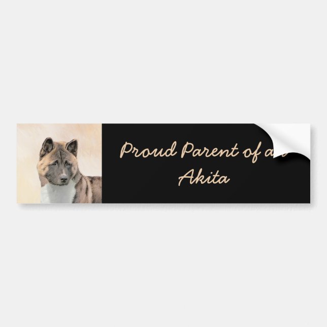 Akita Painting - Cute Original Dog Art Bumper Sticker (Front)