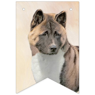 Akita Painting - Cute Original Dog Art Bunting